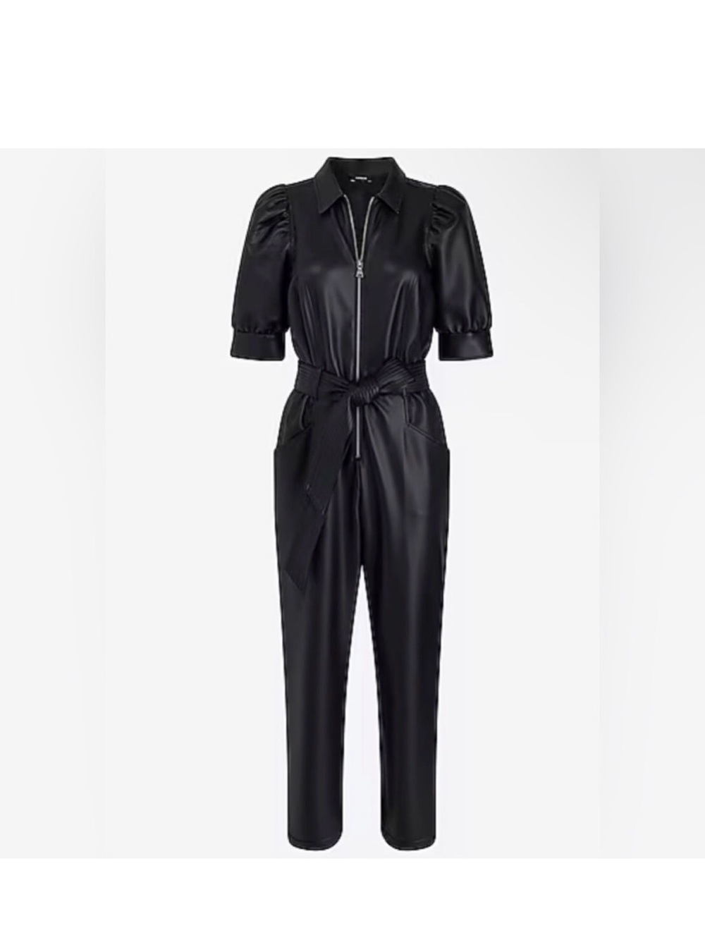 Express NWT black faux leather jumpsuit size small - Picture 3 of 9